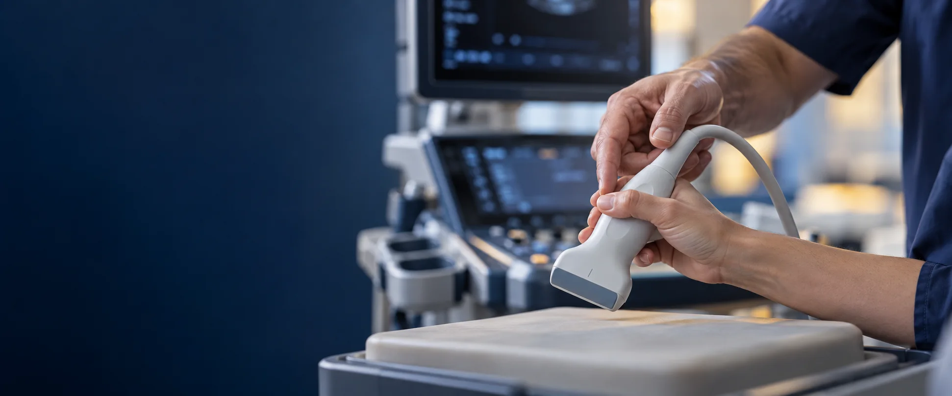 Illustrative image of guided ultrasound probe instruction